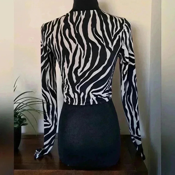 ❤️ Revamped Long Sleeved Cropped Animal  Print Top - Picture 3 of 10